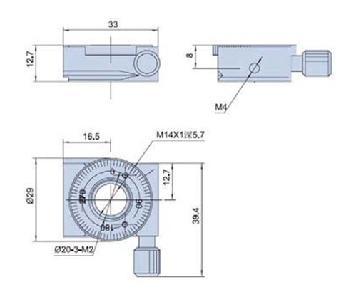 PT-SD202精密型手動旋轉臺 角度調整臺 中心孔M14X1,可裝卡鏡片